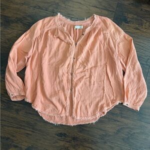 We The Free Coral Button-Down Shirt